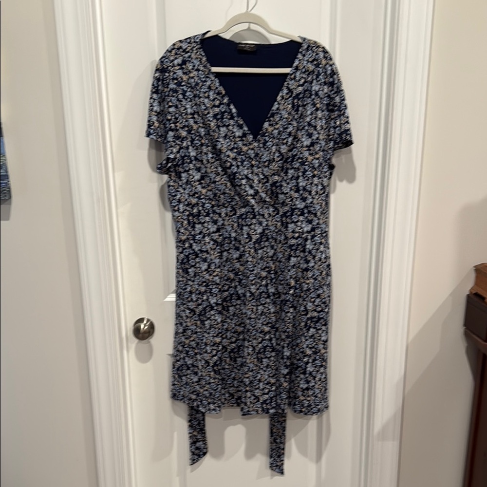 Lane Bryant Blue and White V-Neck Midi Sundress